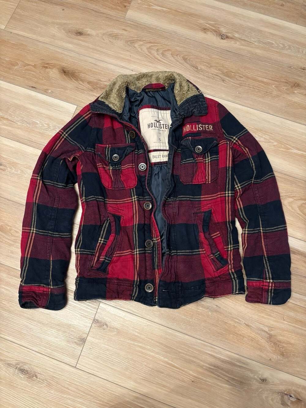 Y2K Vintage Hollister Daley Ranch Plaid Sherpa Lined Flannel Jacket